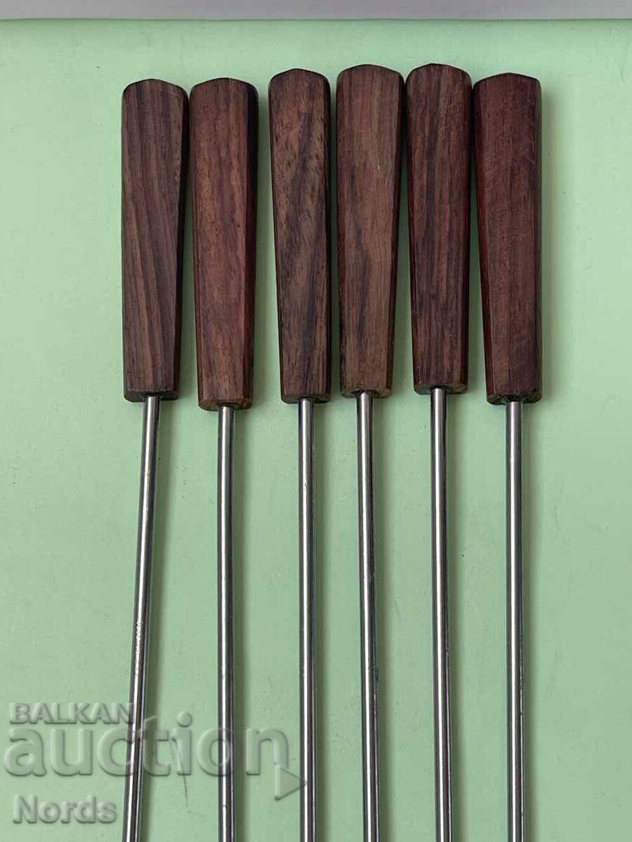 Auction  Forks with wooden handles