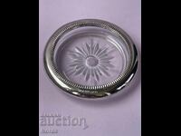 Italian coaster with silver-plated trim