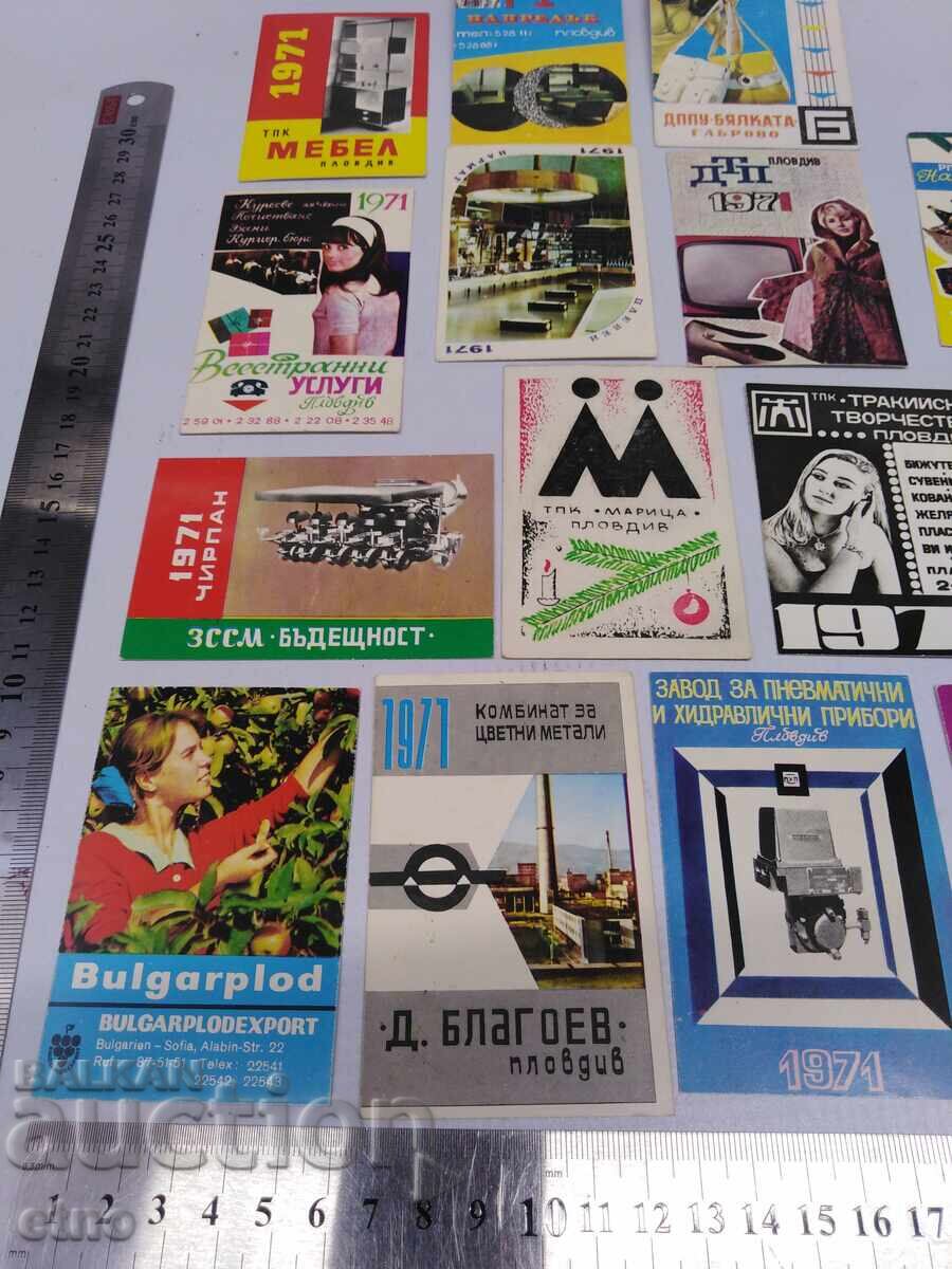 Livrarea FABRICĂ 1971 CALENDARE VECHI-19 BUCĂȚI, calendar, calendar mic