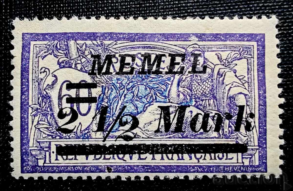 Timbru poștal din regiunea Memel (astăzi Klaipėda, Lituania)