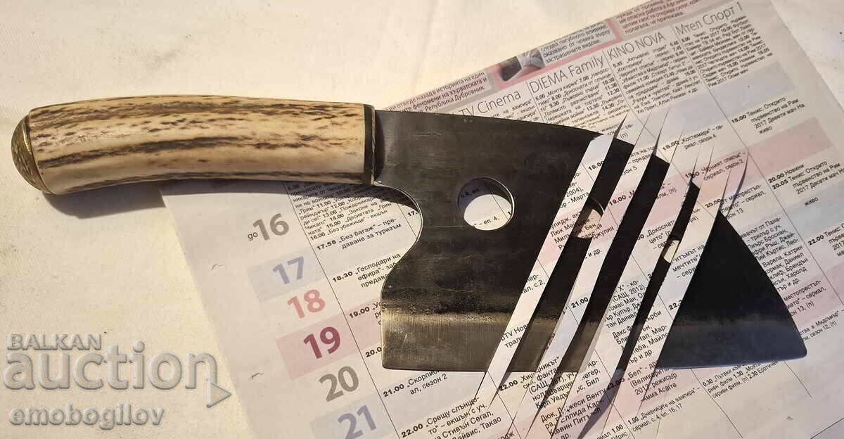Hand-Forged Cleaver-ALMAZAN Deer Antler Sheath UNIQUE - 6