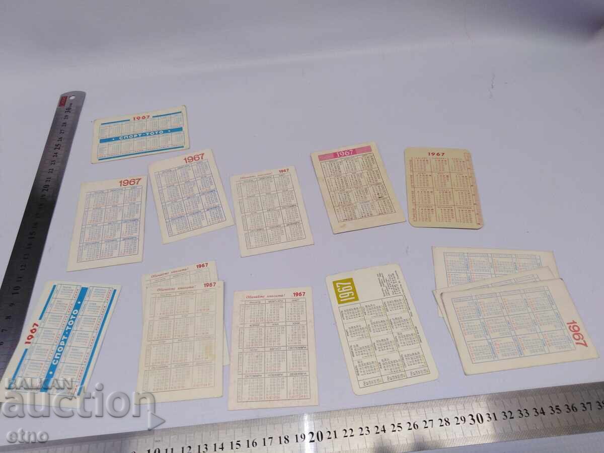 Livrarea 1967 CALENDARE VECHI - 14 BUCĂȚI, calendar, calendar mic
