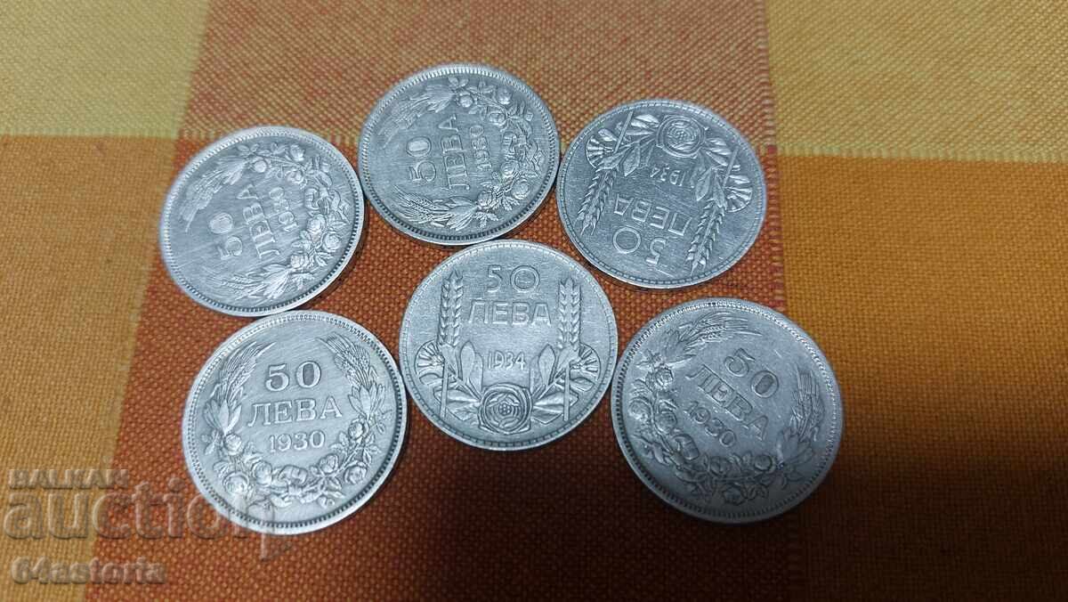 50 leva, monedă bulgărească de argint, țar Boris, țar - 7