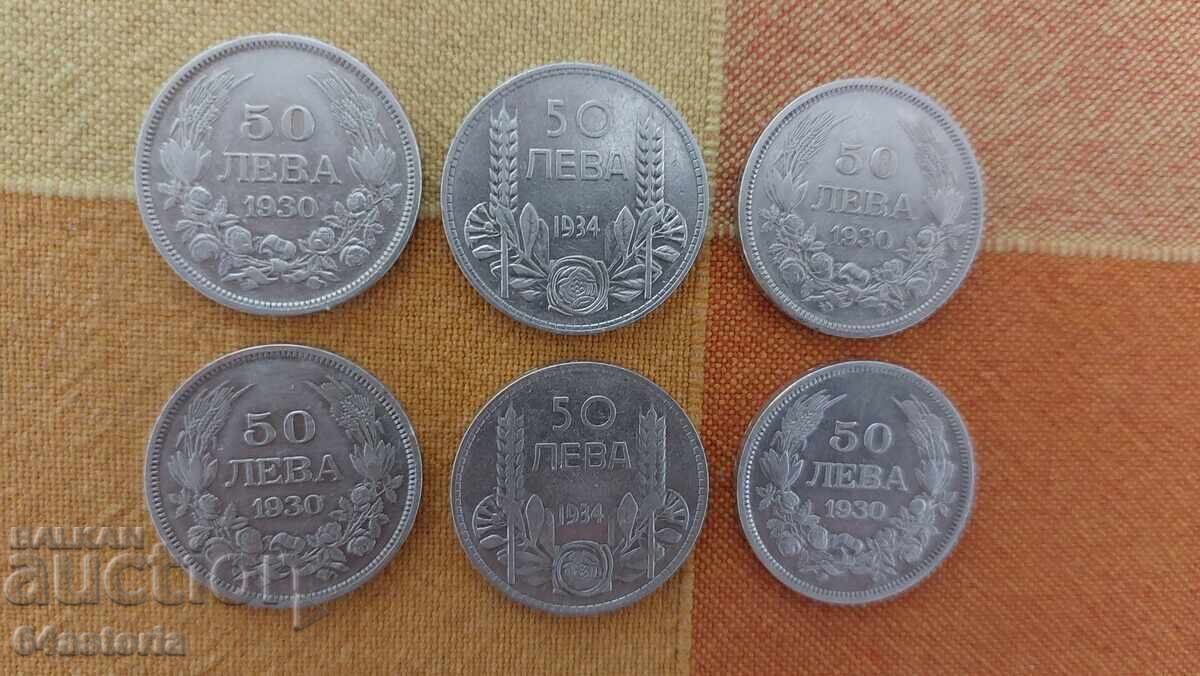 50 leva, monedă bulgărească de argint, țar Boris, țar