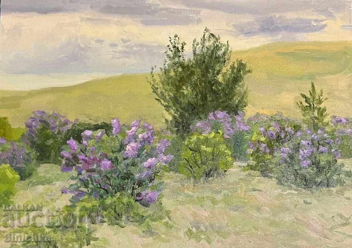 Люляк цъфти. Авторска картина.