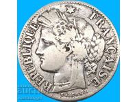 Франция 2 франка 1873 проба 835 9.8г Церера сребро