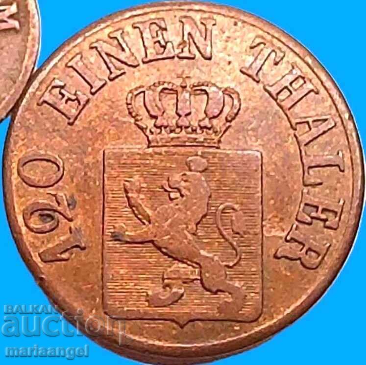 Licitație 1/120 taler 1850 3 helleri Hessa Germania - destul de rară