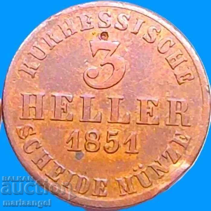 Livrarea 1/120 taler 1850 3 helleri Hessa Germania - destul de rară