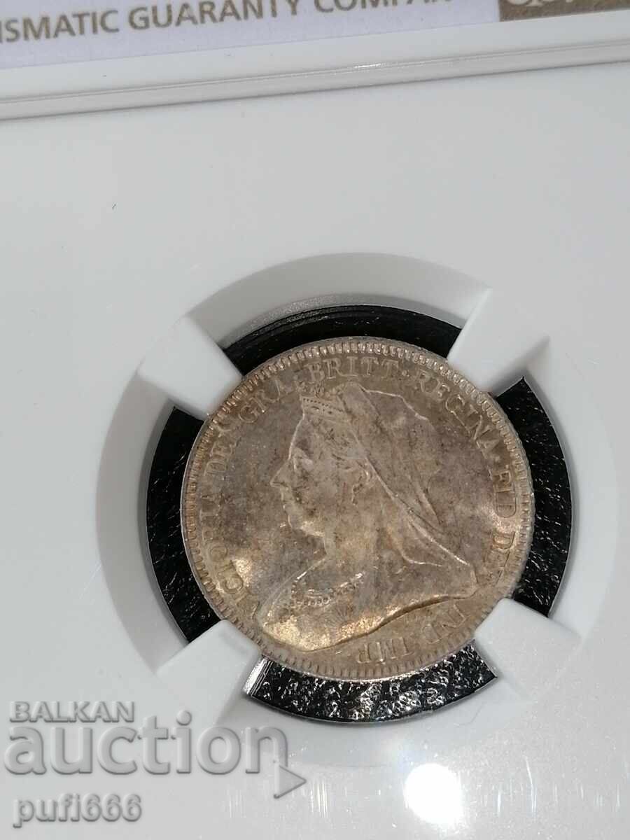6 pence 1893 MS63 with price € 110.00 | 215.14 BGN