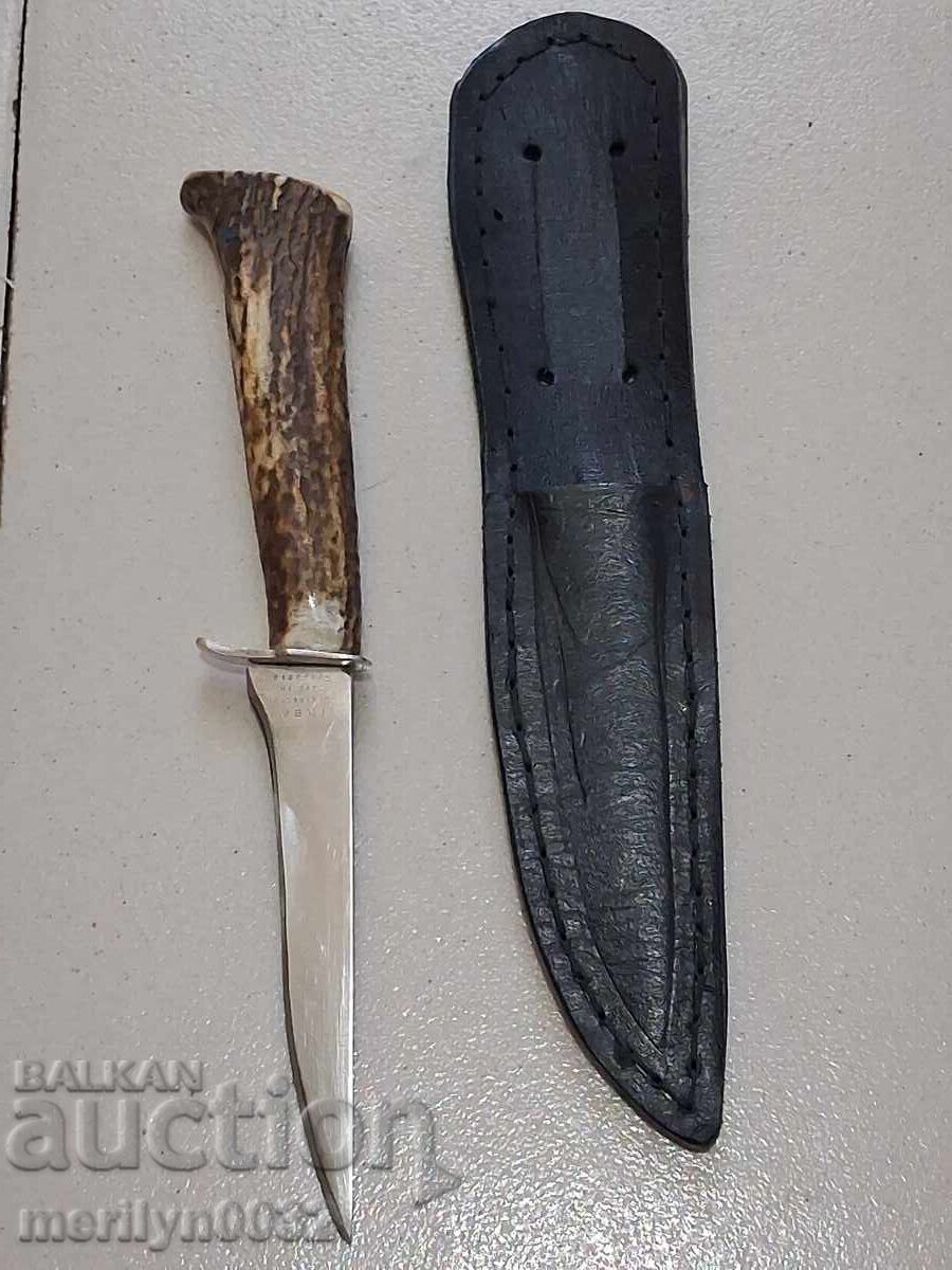 Delivery of Hunting knife with sheath deer antler handle
