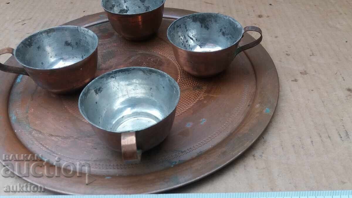 CUPRU FORJAT - SET PENTRU RAKIA CU PATRU PAHARE ȘI TAVĂ - 5