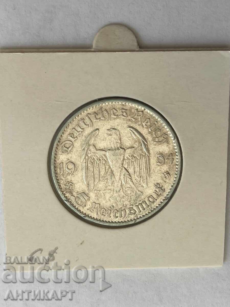 сребърна монета 5 марки reichsmark сребро 1934 Германия