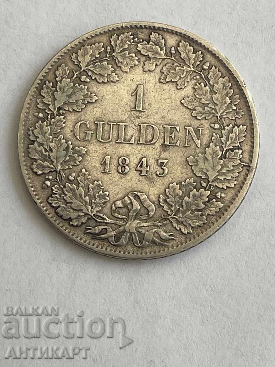 сребърна монета 1 gulden сребро 1843 Wurttemberg Германия