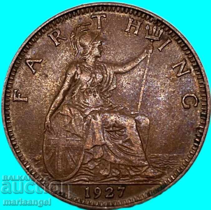 Marea Britanie 1 farthing 1927 regele Edward VII bronz - 5