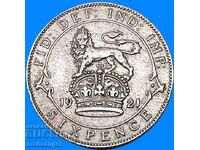 6 pence 1921 Marea Britanie George V argint