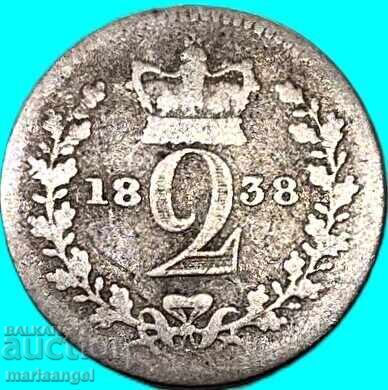 Великобритания 2 пенса 1838 Маунди Виктория рядка - 7