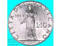 10 lire 1953 Vatican UNC Pius al XII-lea