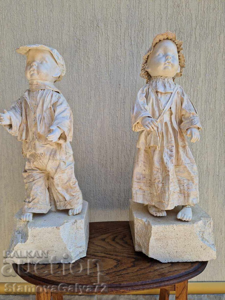 Pair of Unique Antique French Papier-Mâché Figures with price 197.00 €