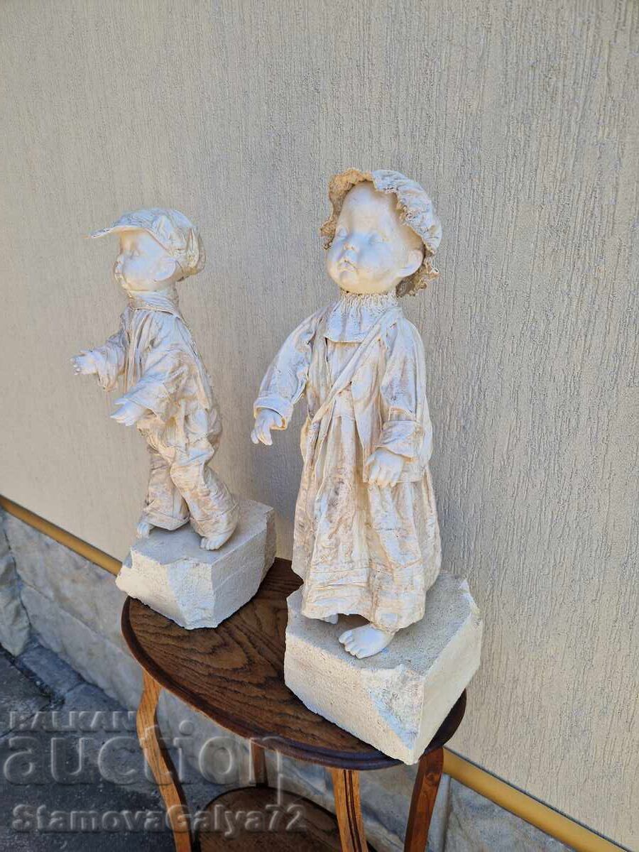 Pair of Unique Antique French Papier-Mâché Figures - 5