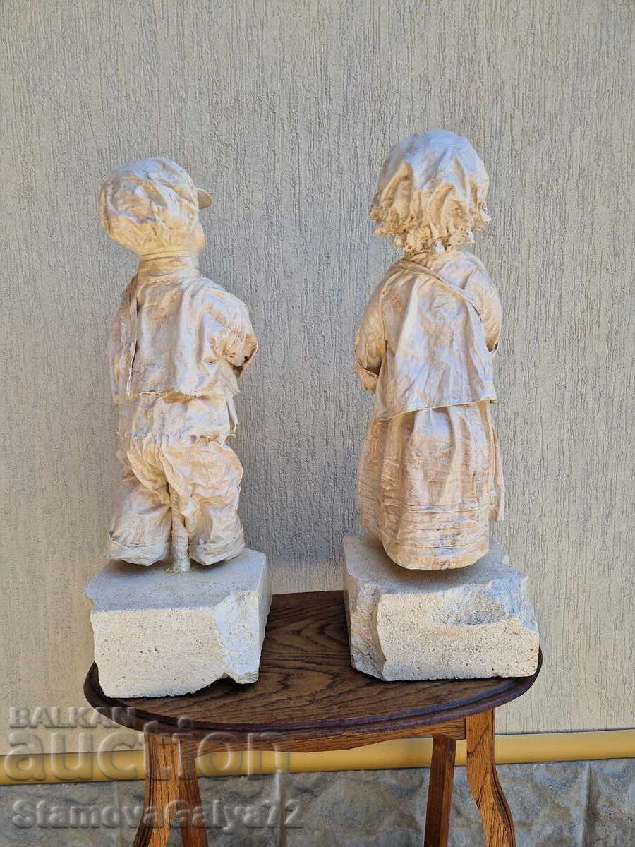 Pair of Unique Antique French Papier-Mâché Figures - 7