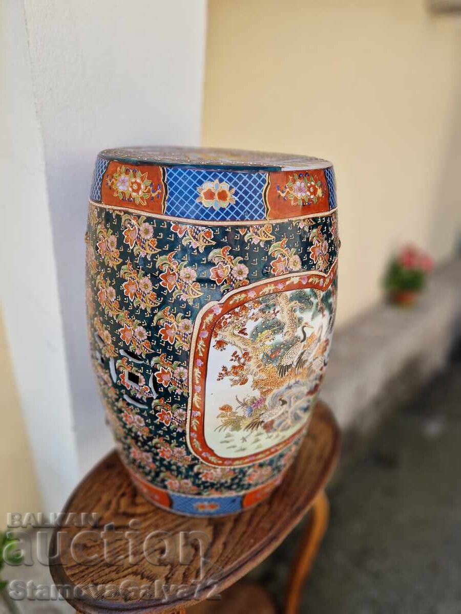 Rare unique Chinese porcelain garden stool Sats - 5