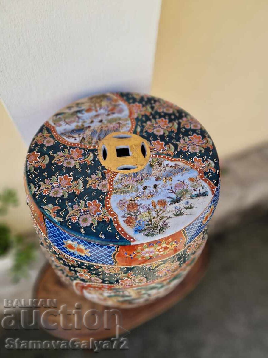 Rare unique Chinese porcelain garden stool Sats - 6