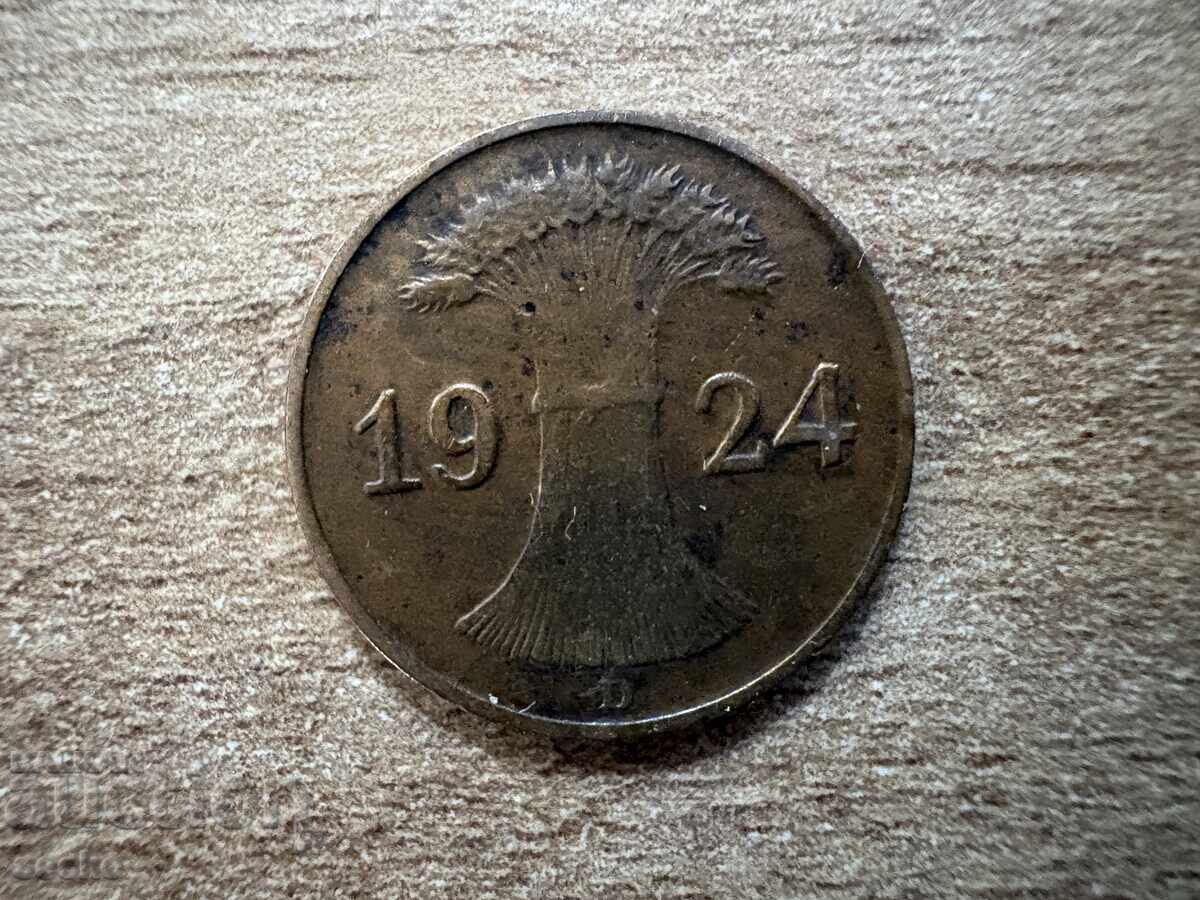 Germany - 1 Rentenpfennig (1924) - D with price € 0.45 | 0.88 BGN