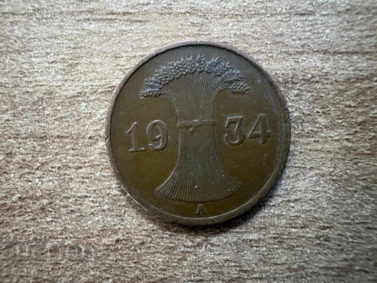 Germania - 1 Reichspfennig (1934) - A cu preț € 0.30 | 0.59 BGN