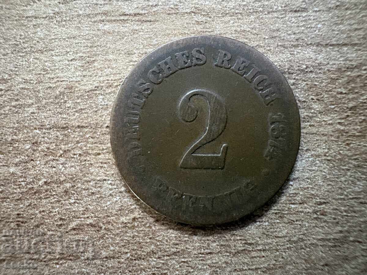 Germania - 2 pfennigi (1874) - D