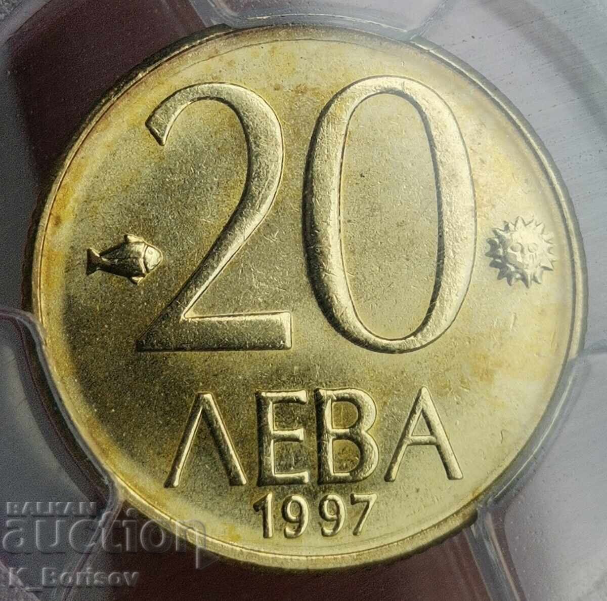 20 λέβα 1997 PCGS MS65 με τιμή € 57.50 | 112.46 BGN