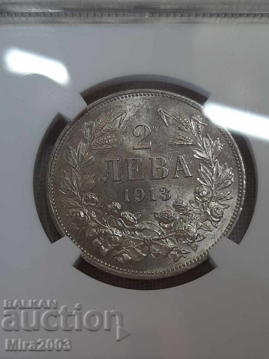 2 Leva 1913 MS61 with price € 60.00 | 117.35 BGN 2 Leva 1913 MS61 with price € 60.00 | 117.35 BGN
