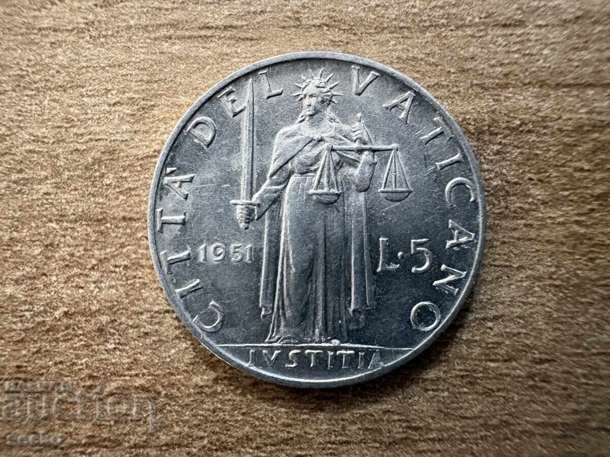 Vatican - 5 lire (1951)