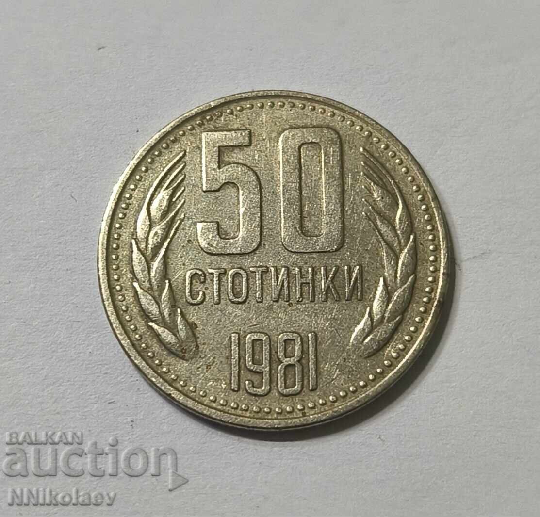 50 stotinki 1981 1300 ani de la înființarea Bulgariei - 5 50 stotinki 1981 1300 ani de la înființarea Bulgariei - 5