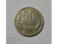 50 stotinki 1981 1300 ani de la înființarea Bulgariei