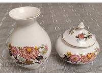 Vază și zaharniță, cu ornament floral