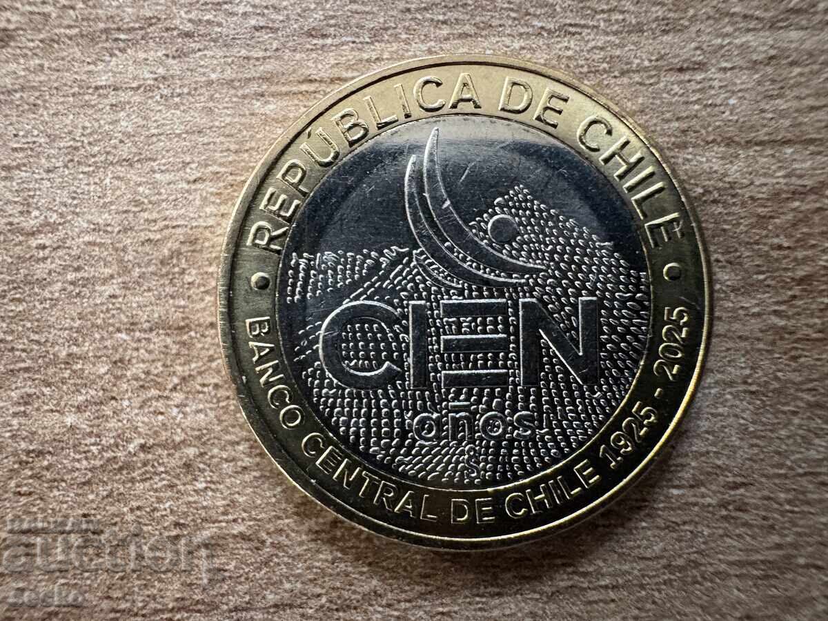 Chile - 100 pesos (2025) - A 100-a aniversare - Banca Centrală cu preț € 7.50 | 14.67 BGN