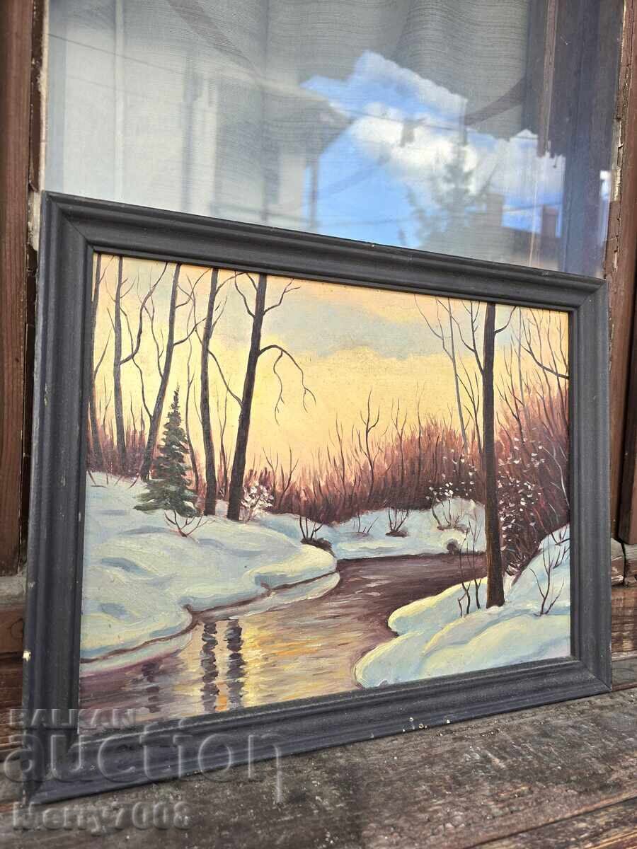 For sale: oil painting depicting a winter landscape! with price € 60.00 | 117.35 BGN