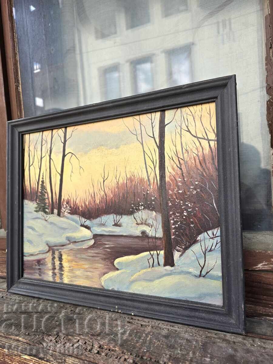 Auction  For sale: oil painting depicting a winter landscape!