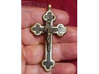 Crucifix metalic vintage relicvă antichitate