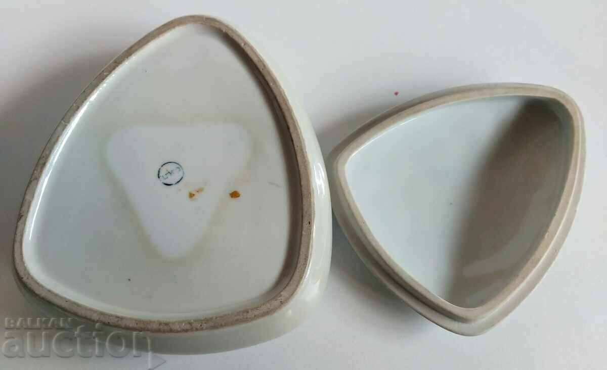 SOC BULGARIAN PORCELAIN JEWELRY BOX WITH LION CAP - 7