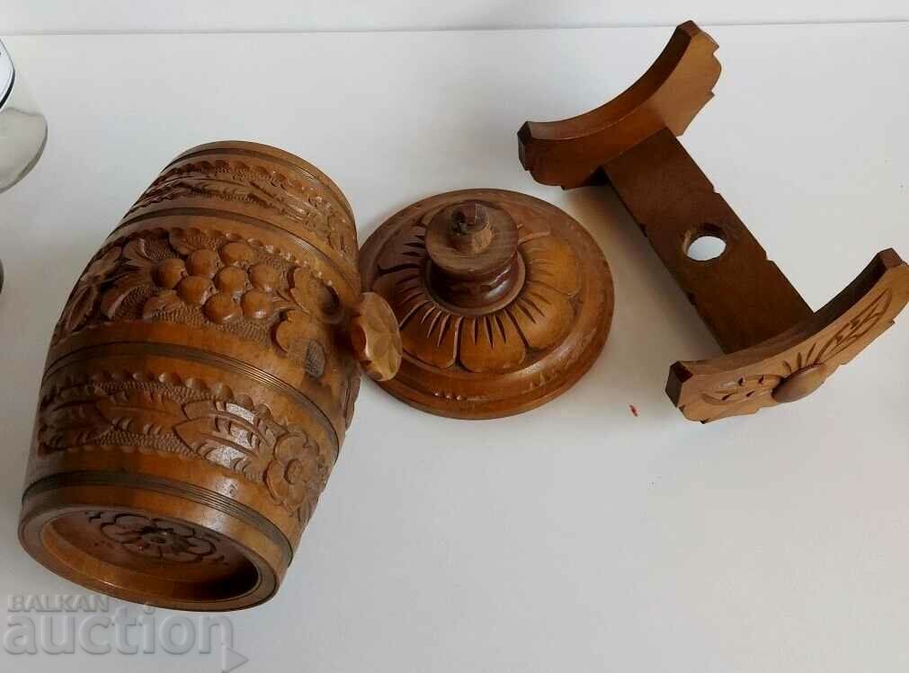 BUTOI DE LEMN VINTAGE PERFECT, CIOPLIT, CU SUPORT - 7 BUTOI DE LEMN VINTAGE PERFECT, CIOPLIT, CU SUPORT - 7