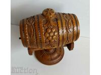 PERFECT WOODEN RETRO BARREL SMALL BARREL WOOD CARVING STAND