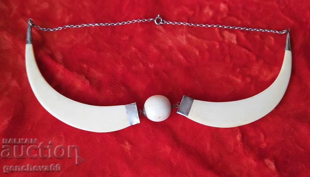 Auction  Antique Art Deco style necklace - ivory, silver