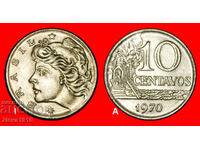 ★ EFFIGY (1967-1979): BRAZIL ★ 10 CENTAVOS 1970! DISCOVERY
