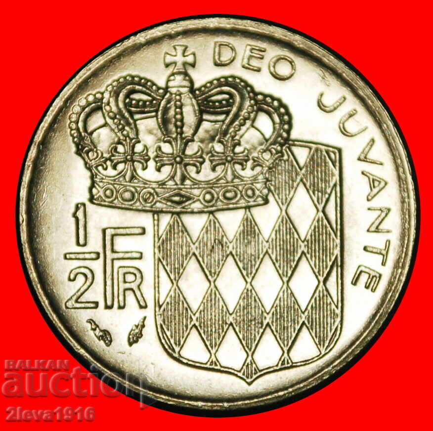 FRANCE (1965-1995): MONACO ★ 1/2 FRANC 1979 UNC SHIELD!