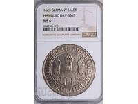 Taler (32 șilingi) Hamburg 1623 NGC MS 61 TOP POP!