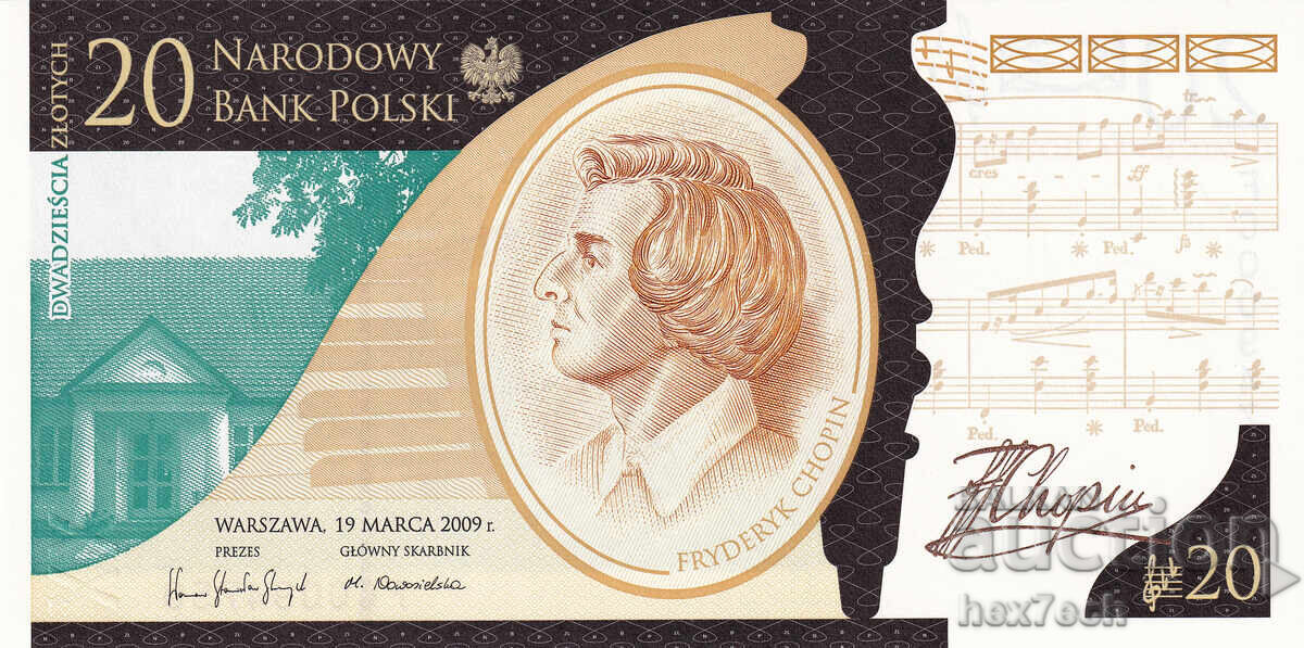 ❤️ ⭐ Poland 2009 20 zloty jubilee Chopin UNC new ⭐ ❤️ with price € 27.99 | 54.74 BGN ❤️ ⭐ Poland 2009 20 zloty jubilee Chopin UNC new ⭐ ❤️ with price € 27.99 | 54.74 BGN