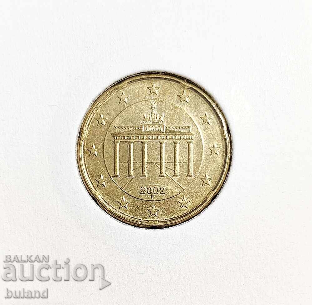 Germany UNC Euro Coin 20 Cents 2002 F Euro Cent Germany
