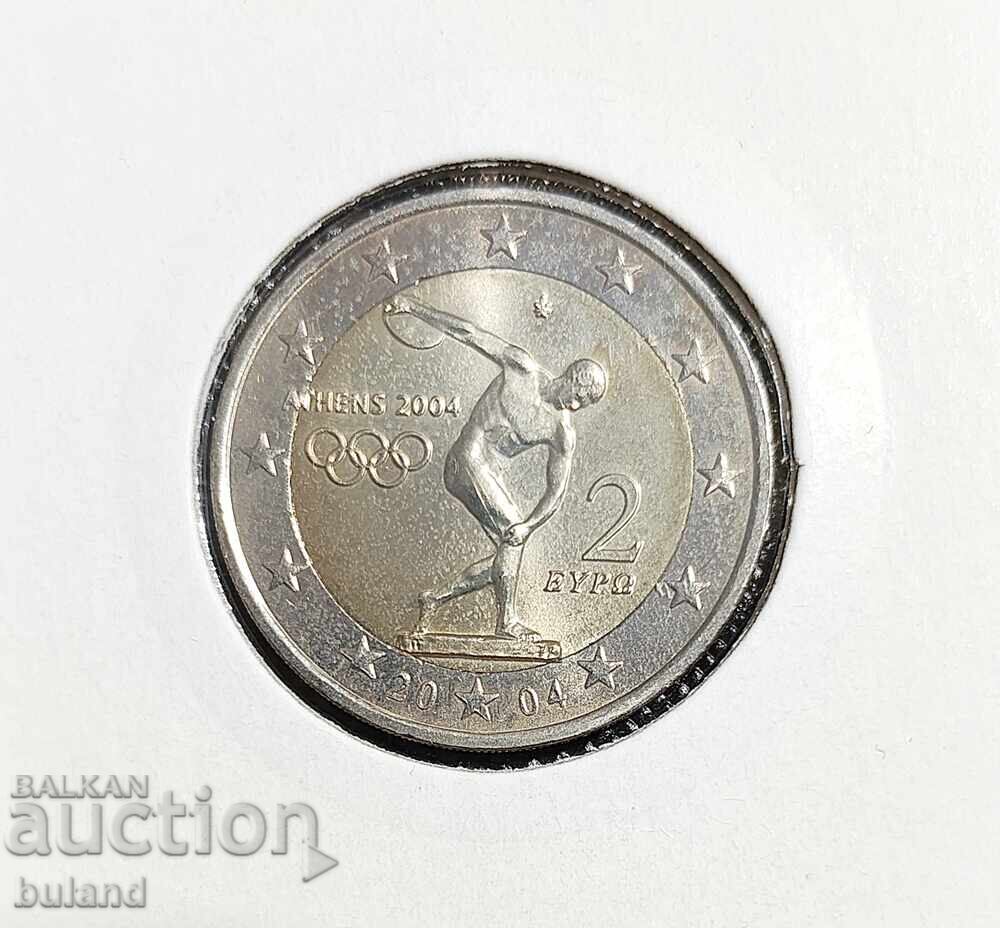 Grecia UNC Monedă comemorativă Euro 2 Euro 2004 Olimpiada Euro Grecia UNC Monedă comemorativă Euro 2 Euro 2004 Olimpiada Euro