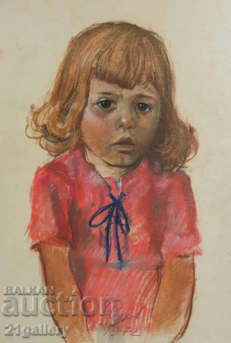 Auction  Ruska Marinova (1899 - 1988) pastel portrait of a child